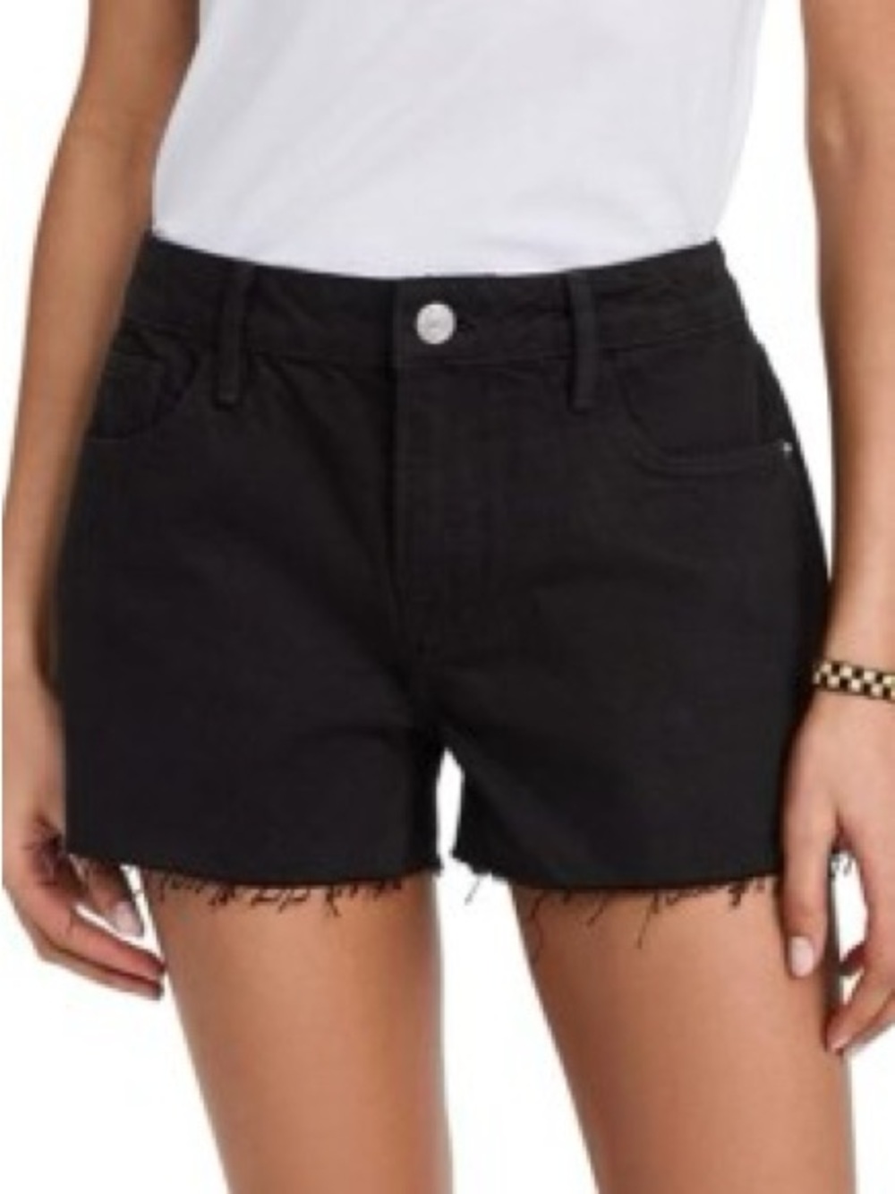FRAME Le Grand Garçon Black Denim Shorts size 28